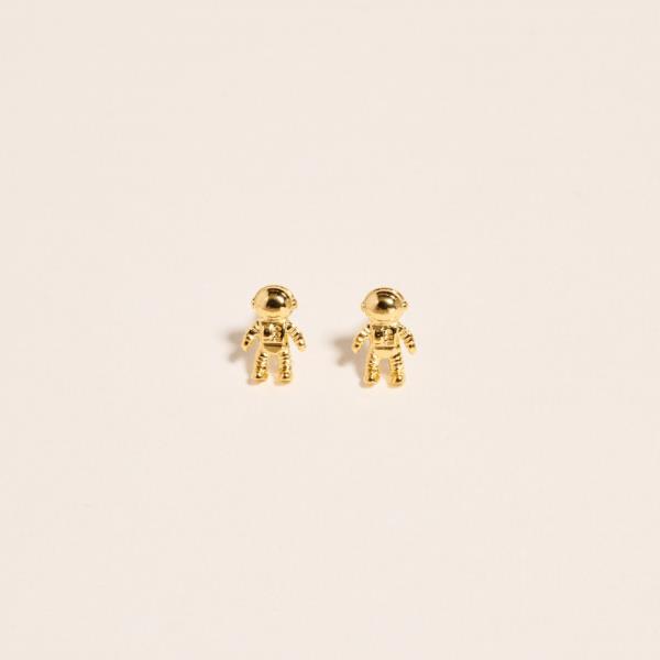 ASTRONAUTS SHAPED GOLD-DIPPED 925 SILVER POST EARRING WATER RESISTANT