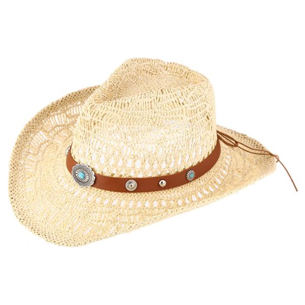 CLASSIC OPEN WEAVE STRAW COWBOY SUN HAT