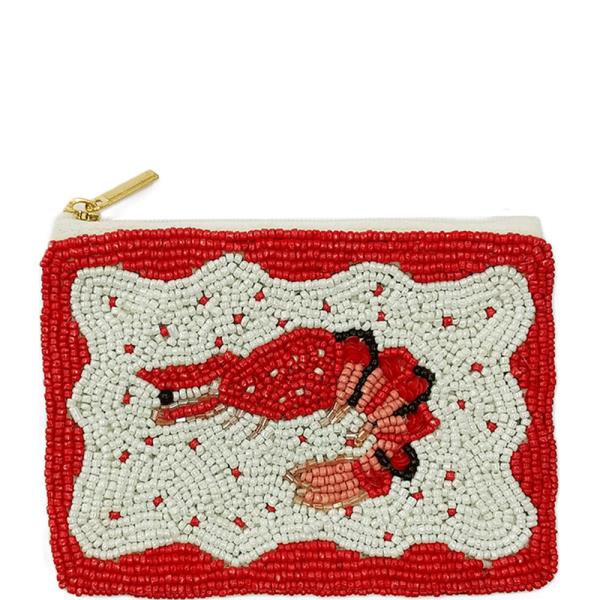 SEED BEAD LOBSTER BORDER COIN PURSE POUCH BAG