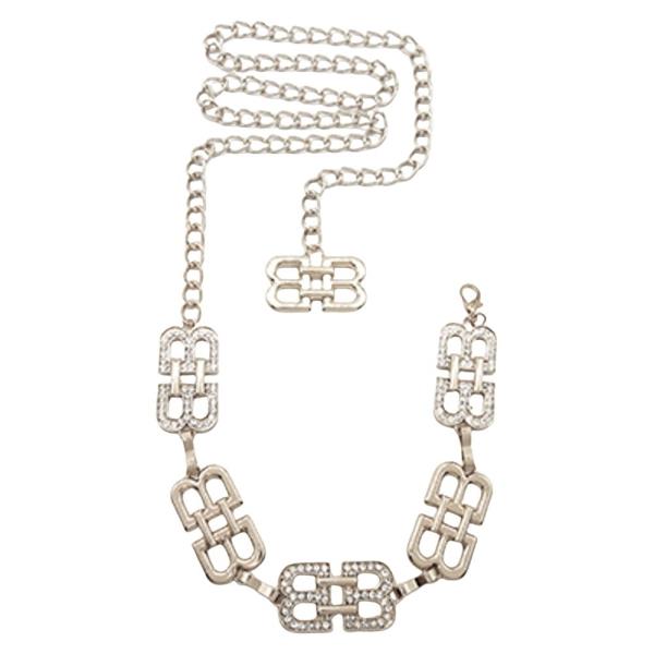 RHINESTONE B SHAPE CHAIN BELT