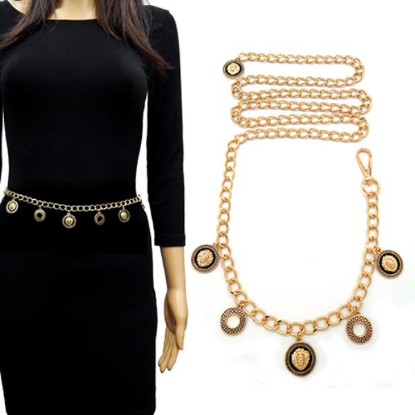 LION FACE CHARM DANGLING CHAIN BELT