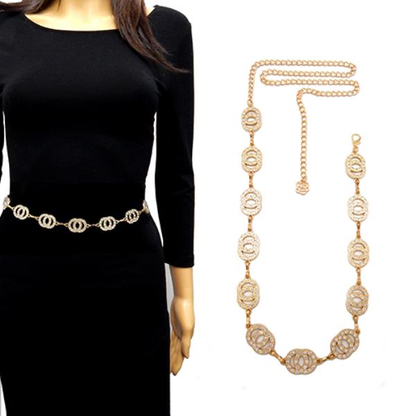 RHINESTONE INFINITY SHAPE LINK CHAIN BELT