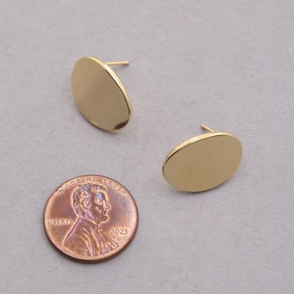 14K GOLD DIPPED OVAL METAL EARRING