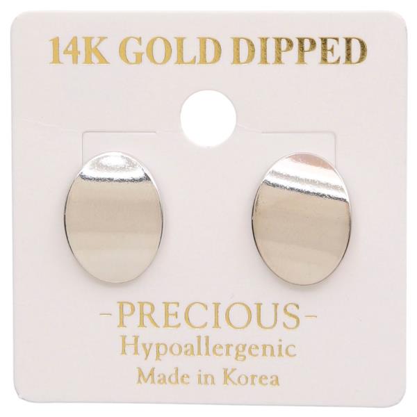 14K GOLD DIPPED OVAL METAL EARRING