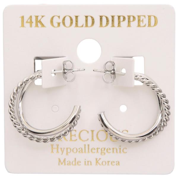 14K GOLD DIPPED BRAIDED DOUBLE HOOP EARRING