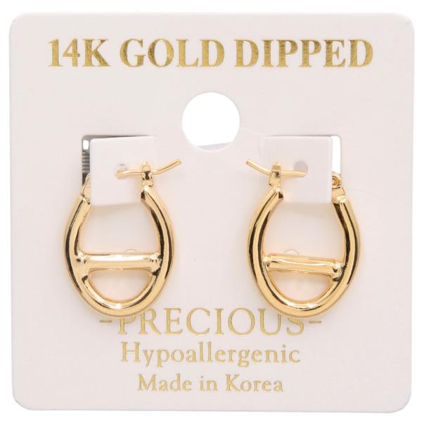 14K GOLD DIPPED OVAL DANGLE EARRING