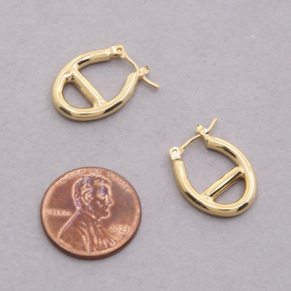 14K GOLD DIPPED OVAL DANGLE EARRING