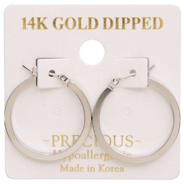 14K GOLD DIPPED FLAT HOOP EARRING