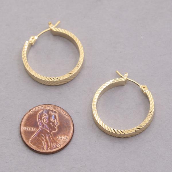 14K GOLD DIPPED TEXTURED HOOP EARRING