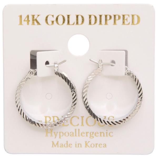14K GOLD DIPPED TEXTURED HOOP EARRING