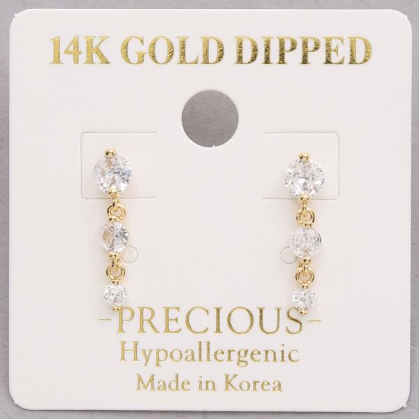 14K GOLD DIPPED CZ LINK DANGLE EARRING