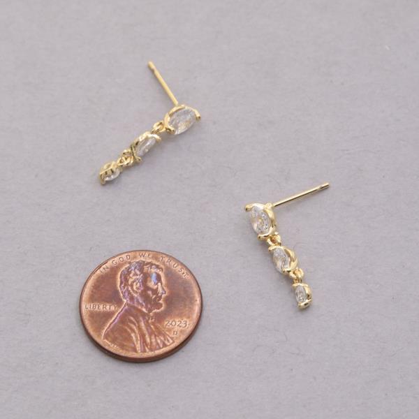 14K GOLD DIPPED CZ LINK DANGLE EARRING