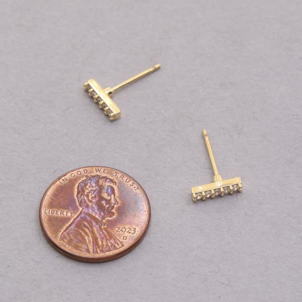 14K GOLD DIPPED CZ BAR EARRING