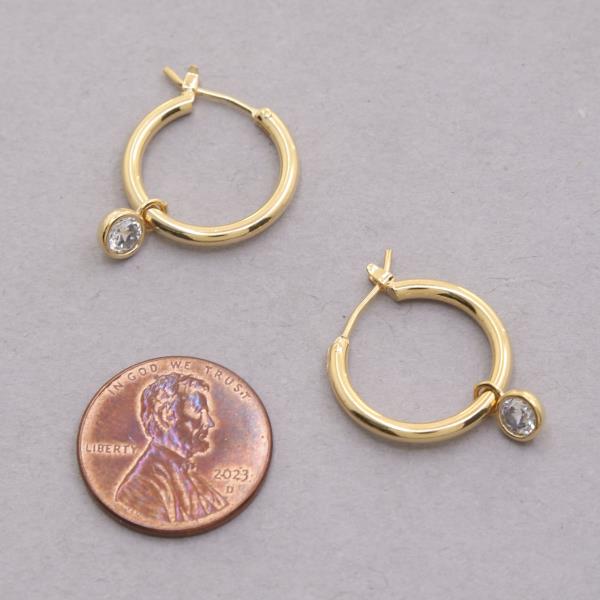 14K GOLD DIPPED CRYSTAL CHARM HOOP EARRING