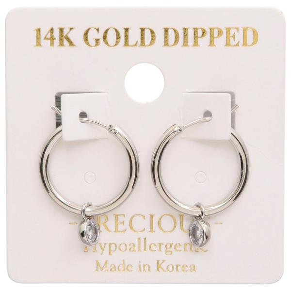 14K GOLD DIPPED CRYSTAL CHARM HOOP EARRING