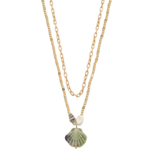 SEASHELL BEADED LAYERED NECKLACE