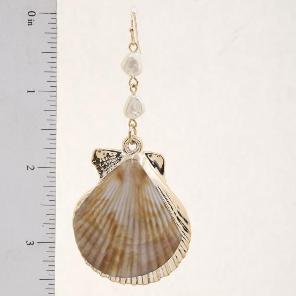 SEASHELL PEARL BEAD LINK DANGLE EARRING