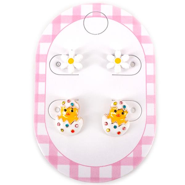 FLOWER EGG EASTER STUD EARRING SET