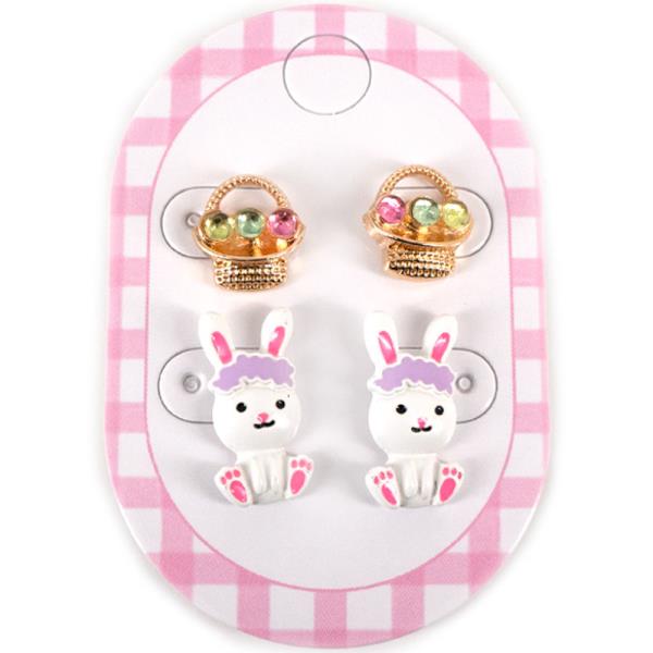 EASTER CARROT BUNNY STUD EARRING SET