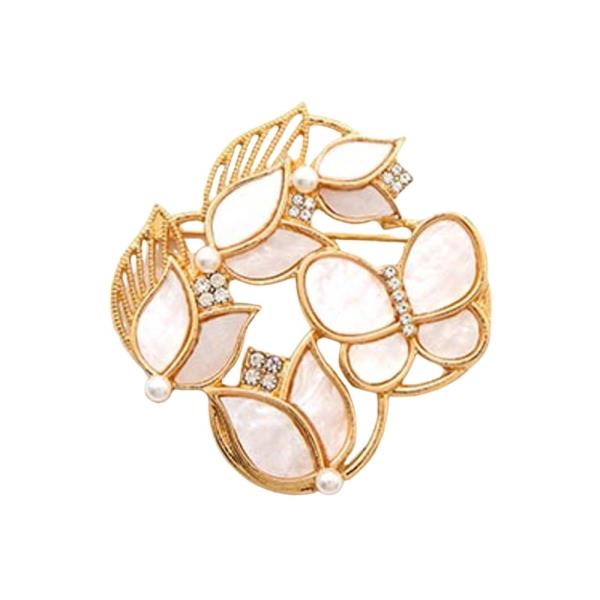 ACETATE FLOWER AND BUTTERFLY BROOCH