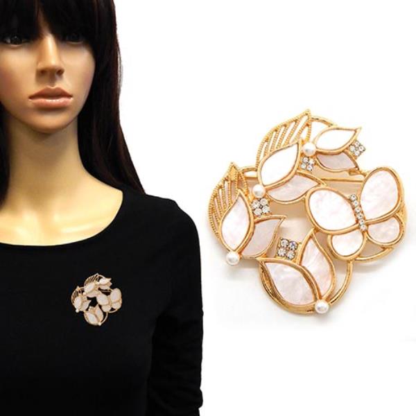 ACETATE FLOWER AND BUTTERFLY BROOCH