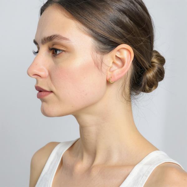 14K GOLD DIPPED BRAIDED HUGGIE EARRING