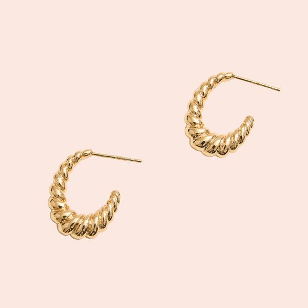 14K GOLD DIPPED TWISTED POST HOOP EARRINGS