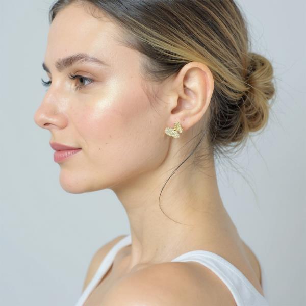 14K GOLD DIPPED BUTTERFLY CZ POST EARRING