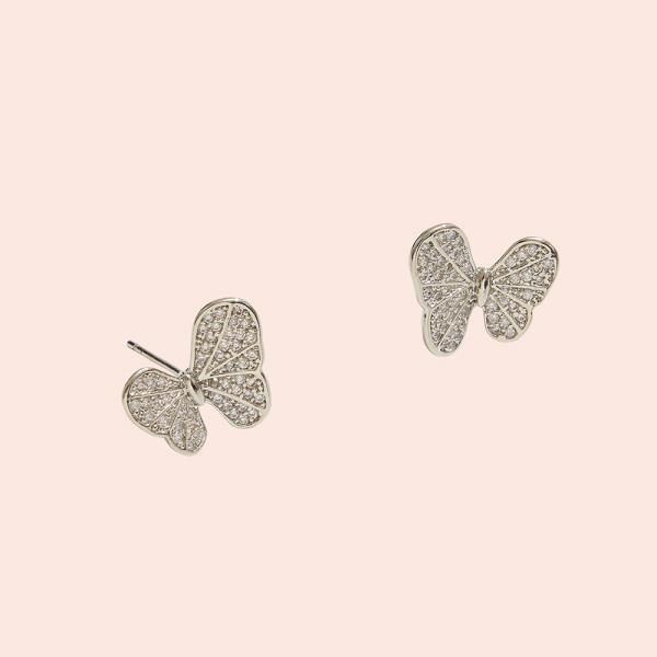 14K GOLD DIPPED BUTTERFLY CZ POST EARRING