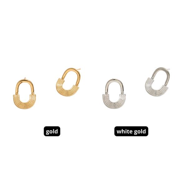 14K GOLD DIPPED GEOMETRIC RAINBOW POST HOOP EARRING