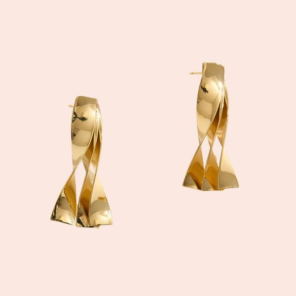 14K GOLD DIPPED TWISTED SCULPTURAL POST EARRING