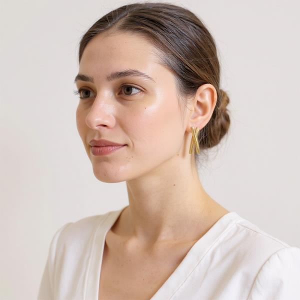 14K GOLD DIPPED X SHAPED POST EARRING