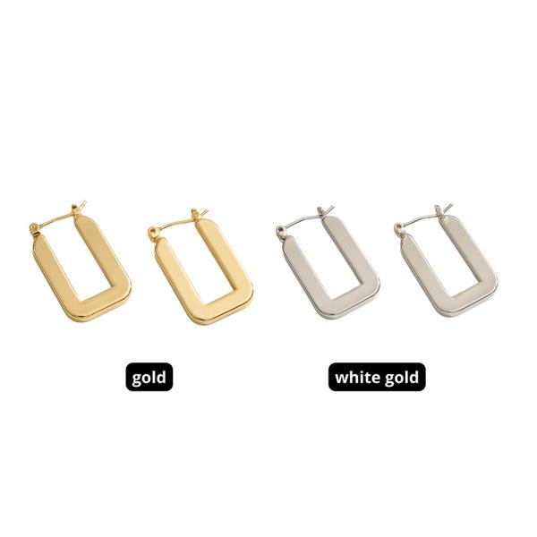 14K GOLD DIPPED U SHAPE PIN CATCH HOOP EARRING