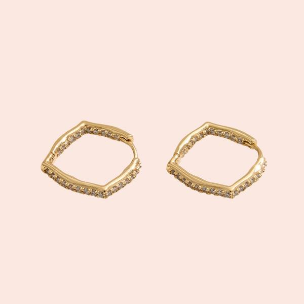 14K GOLD DIPPED CZ HUGGIE HOOP EARRING