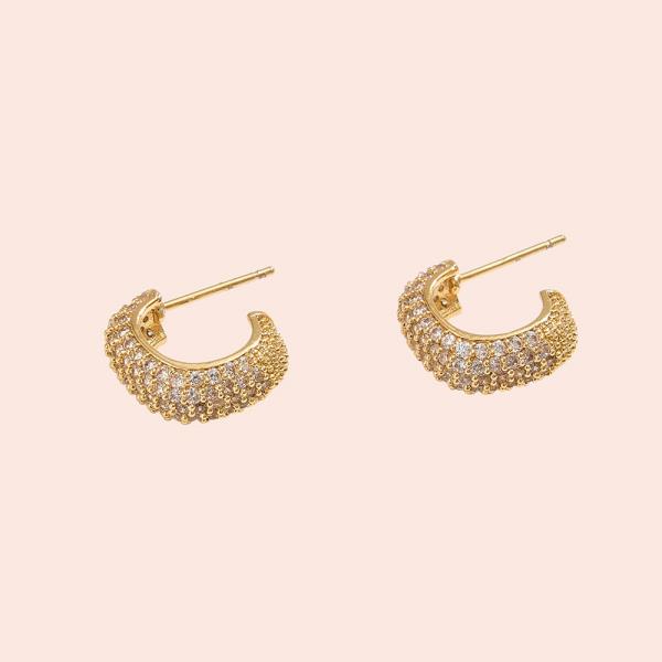 14K GOLD DIPPED PAVE POST EARRING