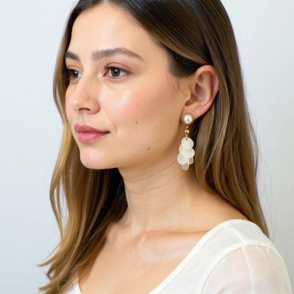 14K GOLD DIPPED MOTHER OF PEARL DISC DROP POST EARRING