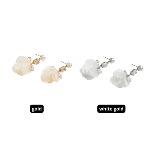 14K GOLD DIPPED MOTHER OF PEARL DROP POST CZ EARRING