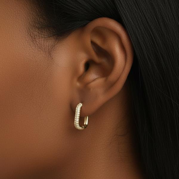 14K GOLD DIPPED PUFFY SQUARE PINCATCH EARRINGS
