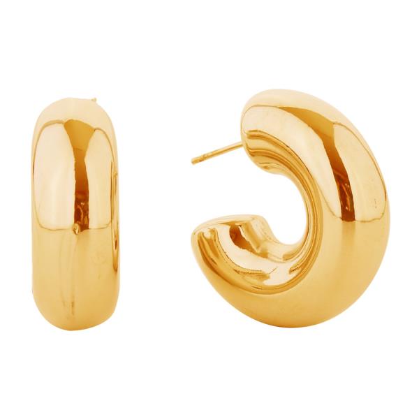 14K GOLD DIPPED DAILY CHUNKY HOOP POST EARRINGS