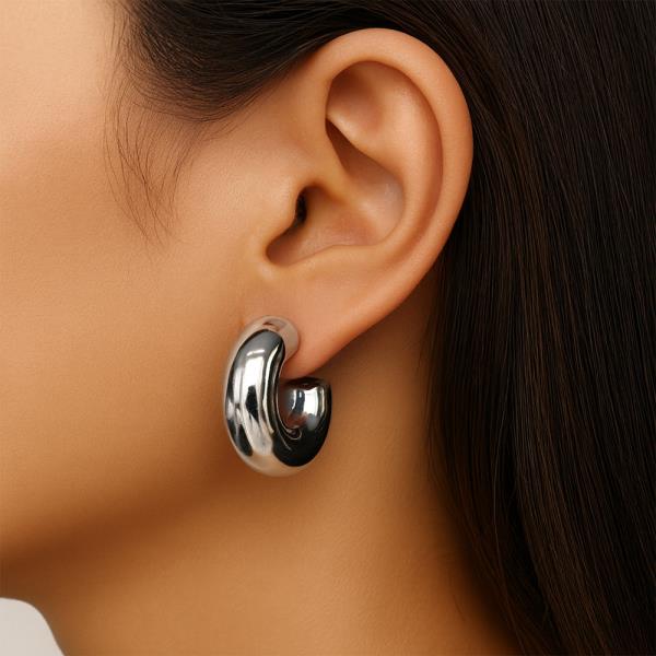 14K GOLD DIPPED DAILY CHUNKY HOOP POST EARRINGS