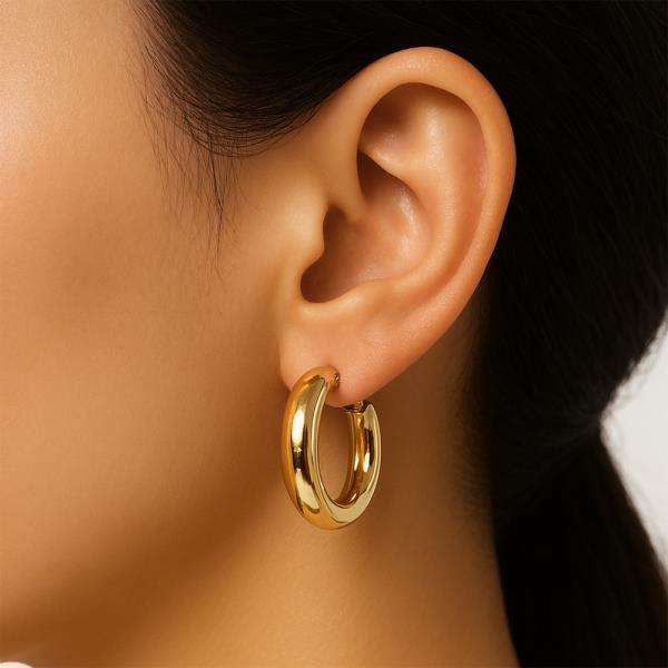 14K GOLD DIPPED CHUNKY FUNKY HUGGIE HOOP EARRINGS