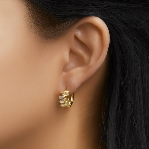 14K GOLD DIPPED DISORGANIZED CZ HUGGIE EARRING