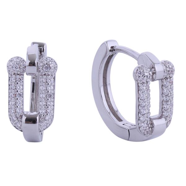 14K GOLD DIPPED HUGGIE HOOP CZ PAVED EARRING