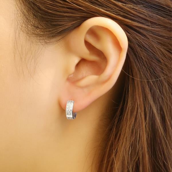 14LK GOLD DIPPED HUGGIE HOOP CZ PAVED EARRING