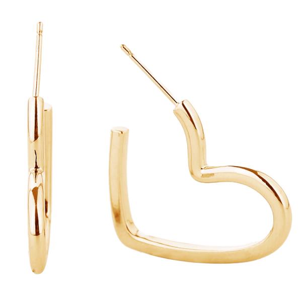 14K GOLD WHITE GOLD DIPPED HEART SHAPE POST EARRING