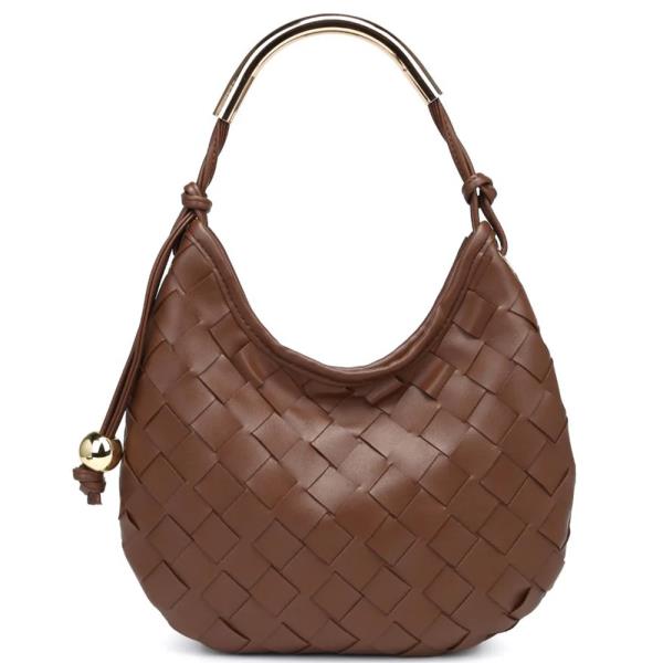 WOVEN CRESCENT LUCIA SHOULDER HOBO BAG
