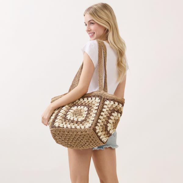 VINTAGE GRANNY SQUARE TOTE