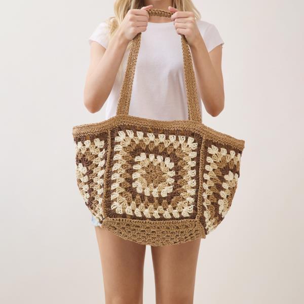 VINTAGE GRANNY SQUARE TOTE