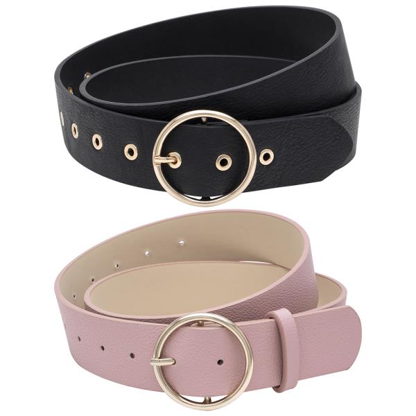 CIRCLE BUCKLE JEAN BELT (2 PC SET)