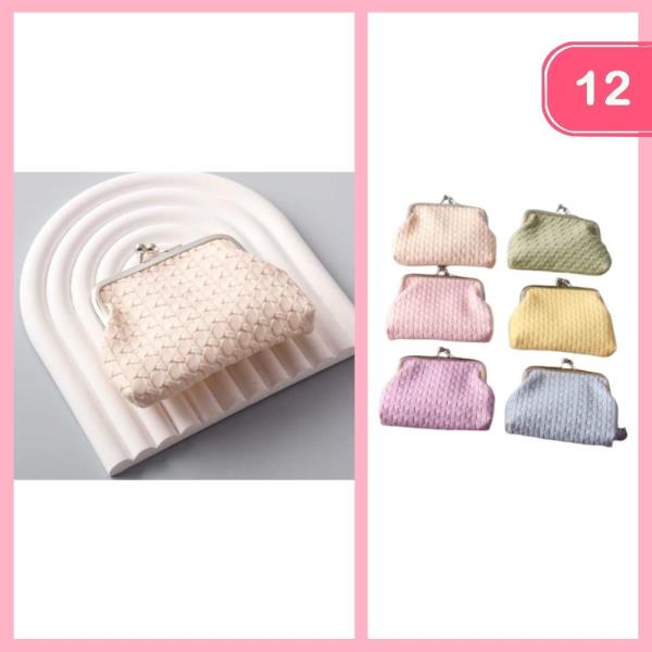 LEATHER WOVEN COIN POUCH (12 UNITS)